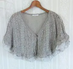 axes femme♥レース♥ケープ風カーディガン♥サイズᎷ♥ベージュグリーン