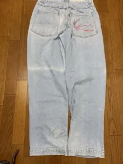 Kani 刺繍ロゴ ワイドレッグデニム