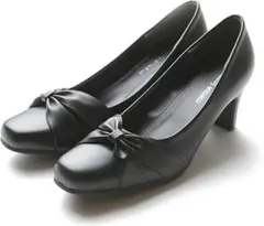 【新品未使用】パンプス リボン付き ブラック 黒 23.5cm 3E