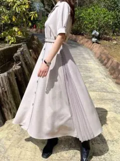 GRL ベルト付きサイドプリーツフレアワンピース[al147] 新品タグ付き