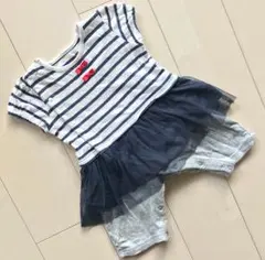 チュールスカートのマリンコーデ風ロンパース 70cm