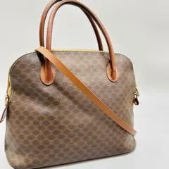 CELINE セリーヌ マカダム ハンドバッグ トップハンドル ブラウン