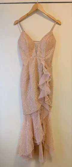 ROBE de FLEURS Glossy ピンクスリップドレス