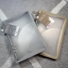 ダイソー A5 6リングファイル グレー&ベージュ シール帳 2個セット