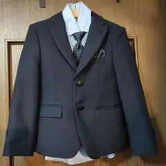 ネイビー フォーマルスーツ 水色シャツ　水玉ネクタイセット　120