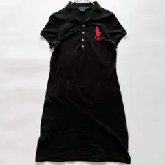 ラルフローレン ビッグポニー ポロシャツワンピース ピマコットン 黒 M 半袖