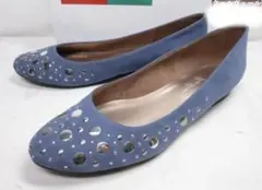 【銀座かねまつ カネマツ】 未使用　本革スエードレザー スタッズ装飾 パンプス