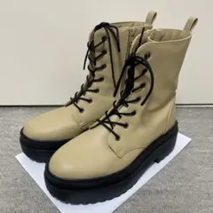 GU レースアップブーツ ベージュ Lサイズ