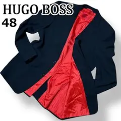 HUGO BOSS テーラードジャケット 高級 スーツ ビジネス 黒×赤【48】のサムネイル