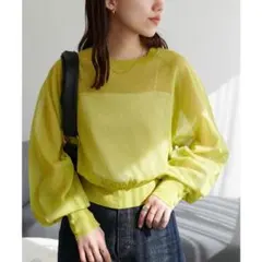 定価5500円　新品タグ付　 Discoat シアー袖口ボタンプルオーバー