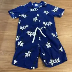 petitmain セットアップ　シャツ120 ズボン110青 花柄