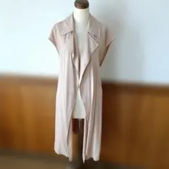 ZARA　ロングジレ　ベスト　ベージュ　L