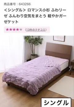 ロマンス小杉 ふんわり空気をまとう 軽やかガーゼケット肌掛けふとん シングルのサムネイル