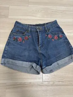 花柄刺繍デニムショートパンツ INGNI