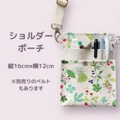 撥水 ナースポーチ ポケットオーガナイザー ペンケース ショルダー いちごリーフ