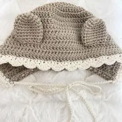 ベビー くまさんボンネット　ハンドメイド