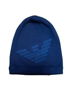 高級【美品】ビッグロゴ　エンポリオアルマーニ　ネイビー　ニットキャップ　ニット帽