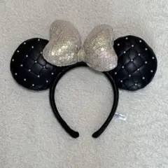 ディズニー カチューシャ パール キルティング ミニー 大人可愛い　ブラック