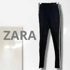 k1【ザラ】スキニーパンツ/黒 伸縮性 ウエストゴム 細見え ビジュー 着回し