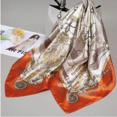 ラスト1点★スカーフ 大判　おしゃれ ストール きれい　秋　人気　オレンジ