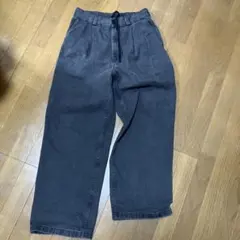GUダークグレー ワイドレッグデニム パンツ メンズS