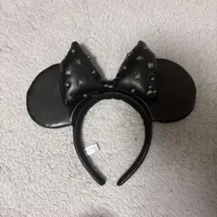 ミニーマウス風スタッズ付きカチューシャ　レザー