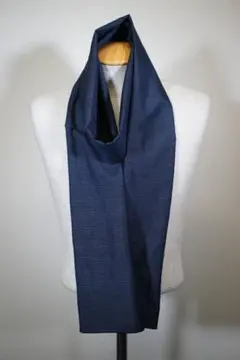 大島紬 ストール 187cm×34cm 亀甲柄 紺系 着物リメイク 　№613