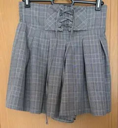 グレー チェック柄 キュロット