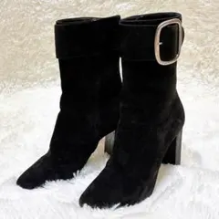 セール中✨SAINT LAURENT スエード ショートブーツ 黒 バックル