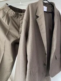 セットアップ チェック柄 ジャケット パンツ 古着