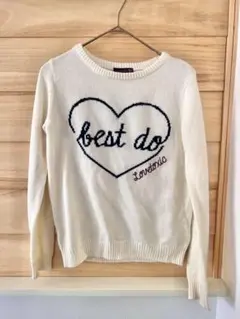 ラブトキシック　ハートロゴ　ニット　セーター　Lサイズ　アイボリー　ホワイト
