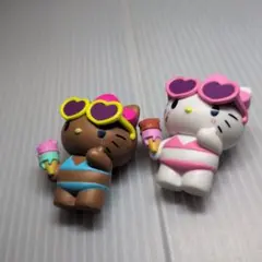 Hello Kitty フィギュア 2体セット 水着 アイス日焼けキティ