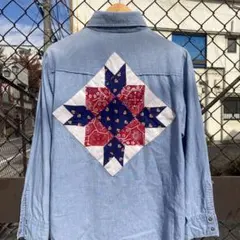 70s USA製 Levi’s シャンブレーシャツ M 刺繍パッチ ビンテージ