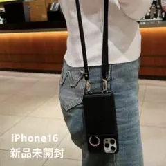 iPhone用ブラックケース ストラップ付き