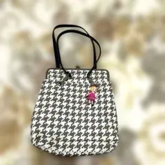 未使用 AYANOKOJI あやの小路 トートバッグ がま口 千鳥柄 レザー
