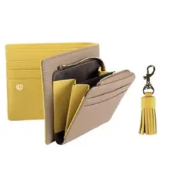 LIZDAYS 二つ折り財布 グレーベージュ　イエロー