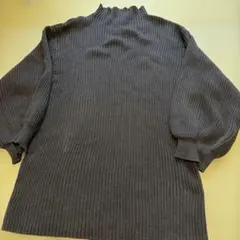リブニット 七分袖 ブラック XL