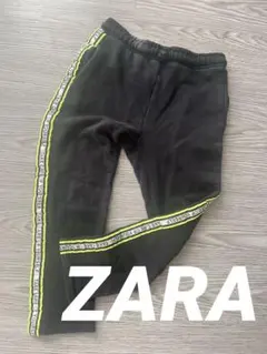ZARA パンツ ブラック ネオンイエロー キッズ