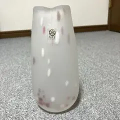 たち吉 ガラス花瓶 ピンク 曇りガラス 白ドット 花器のサムネイル