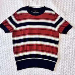 Zara ボーダー柄 半袖ニット ネイビー レッド ホワイト