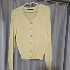 INGNI イエローカーディガン クリスタルボタン付き