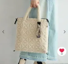 Bayflow チャーム付きボアキルトトート