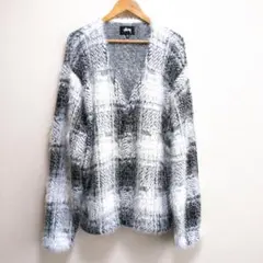 STUSSY ステューシー モヘアタッチ カーディガン チェック 白 黒 XXLのサムネイル