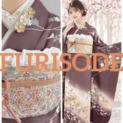 正絹 振袖セット 朱赤 桜・あやめ柄 金彩帯 - メルカリ