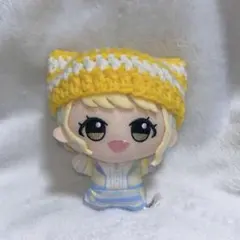 ちびぐるみ ちびぬい ぬい服 猫耳ニット帽 【黄 イエロー ×白 ホワイト】