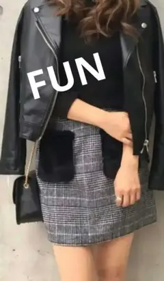 FUN　グレンチェックファーポケット　ミニスカートのサムネイル