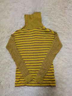 INÉD ボーダー タートルネックニット イエロー　レディース　9　薄手