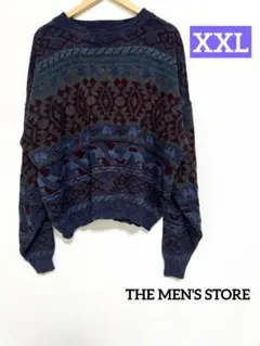 THE MEN'S STORE 総柄 アクリルニットセーター 昭和レトロ 90s