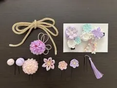 和装用花モチーフ髪飾りセット 10点セット