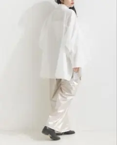 新品 terrace メタリックタフタカーゴパンツ アイボリー